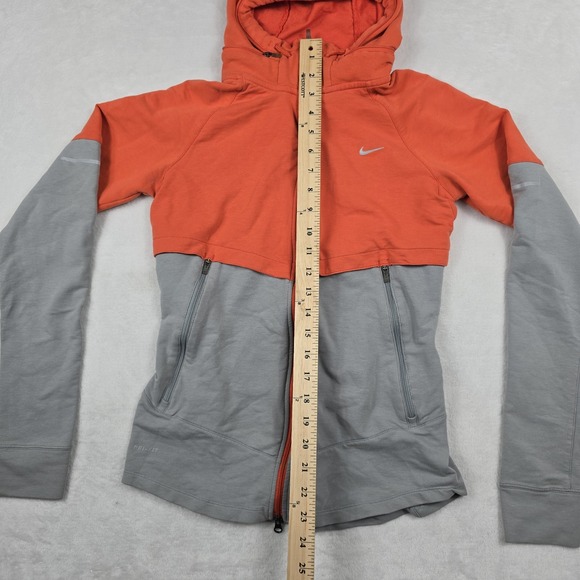 Nike Running Women's Size Small Coral Gray Removable Hood Full Zip Jacket - Picture 3 of 7